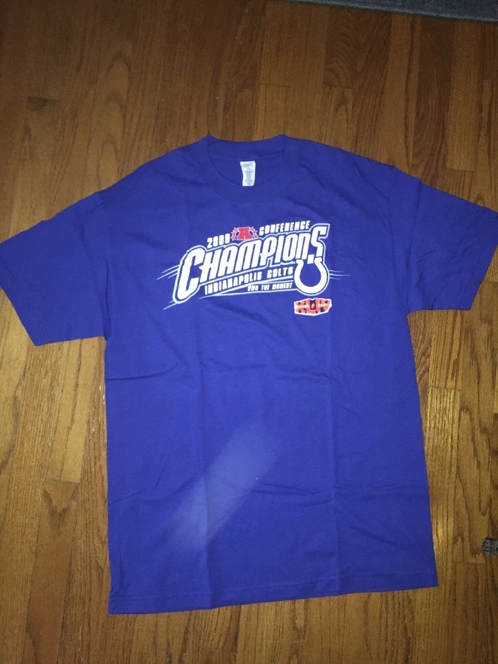 FRUIT of LOOM Conference Champion INDIANAPOLIS COLTS Vintage Mens Shirt Size L - Image 2 of 4