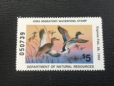 ICOLLECTZONE  US Iowa 1991 #20 Duck Stamp XF NH