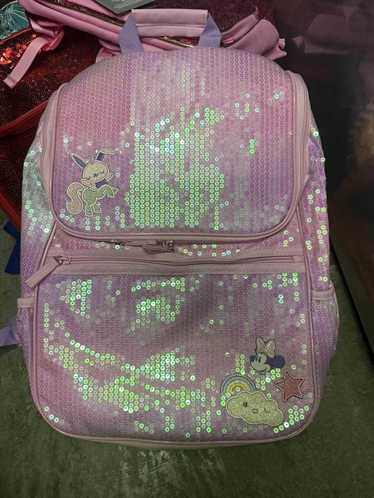 Disney Store Minnie Mouse School Backpack Authentic Sequin P