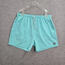 Reef Men Shorts XL Blue Marzo Woven Logo Drawstring Pockets Key Bunge