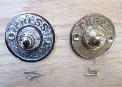 SOLID BRASS OLD VINTAGE VICTORIAN RETRO FRONT DOOR BELL PUSH DOOR - Picture 2 of 4