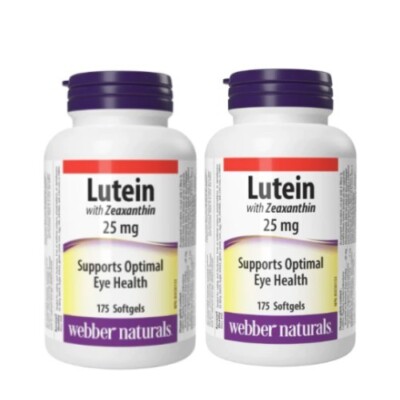 Webber Naturals  Lutein 25 mg with Zeaxanthin 5 mg, Twin Pack （2 x175 Capsules）