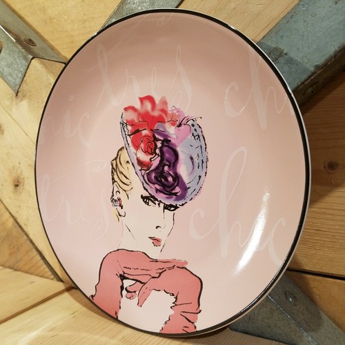 French Paris France Dessert Plate Decorative Lady With Hat Rosanna- Swanky Barn - Picture 2 of 12