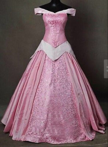 Princess Aurora Adult Costume Sleeping Beauty Cosplay Pink Dress Halloween