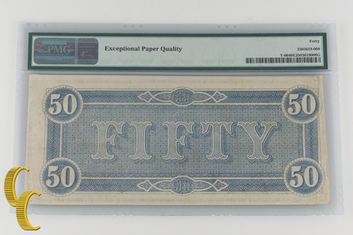 Lot of 2 Sequential 1864 Confederate $50 Graded by PMG as Ch VF-35 & XF-40 EPQ - Picture 6 of 6