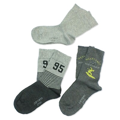 SALE 3 Paar CAMANO Kinder Jungen Socken Strümpfe 80% Baumwolle grey NEU Gr.27/30