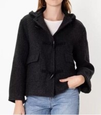 ZARA Manteco Wool Jacket Women  s Toggle Hooded Coat Grey Relaxed Fit Sz M NWT