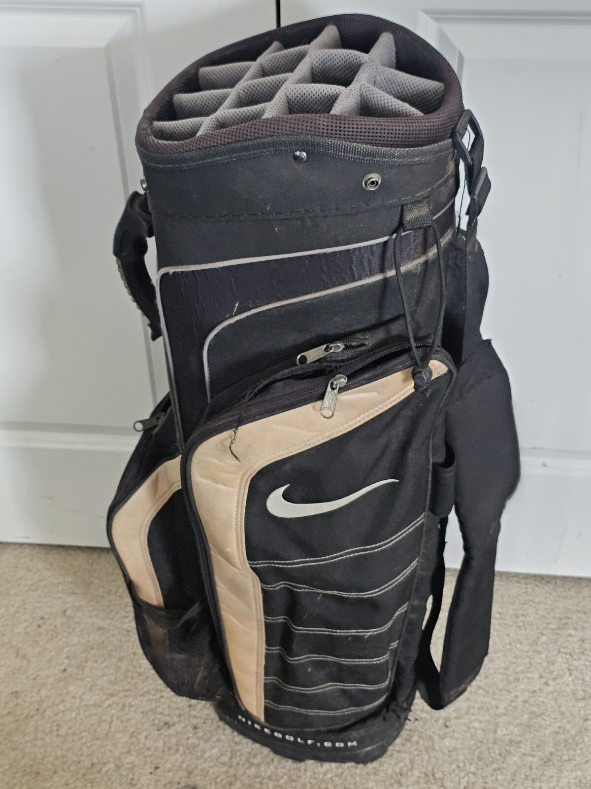 Nike Black Golf Cart Carry Light Bag With 14 Way Divider 