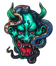 Japanese Hannya Oni Death Mask Snake Demon  Decal Sticker JDM Car Bike