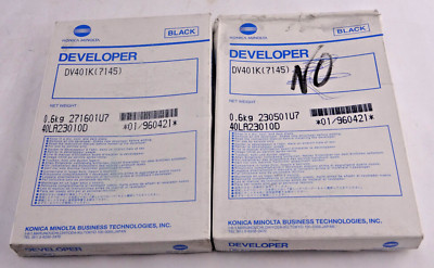 Qty. 2 - Konica Minolta 960-421 Black Developer DV401K 7145 OEM New Free Ship
