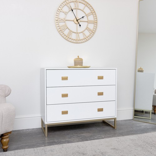 Large 3 Drawer Chest of Drawers Elle White Range bedroom furniture storage - Picture 5 of 5