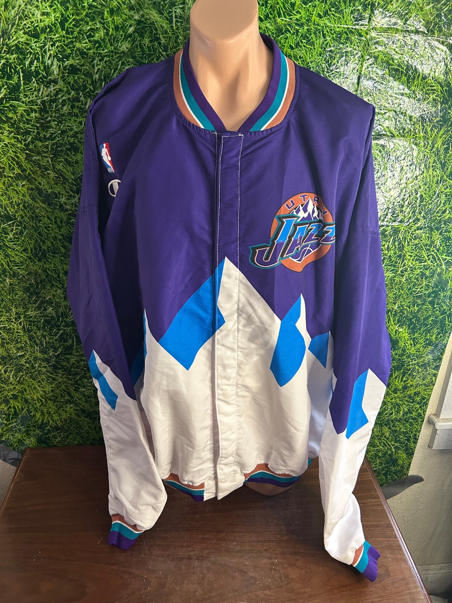 1997-98 Utah Jazz Basketball Warm-Up Snap Jacket Mtn Style 1997-98 Utah Jazz Basketball Warm-Up Snap Jacket Mtn Style