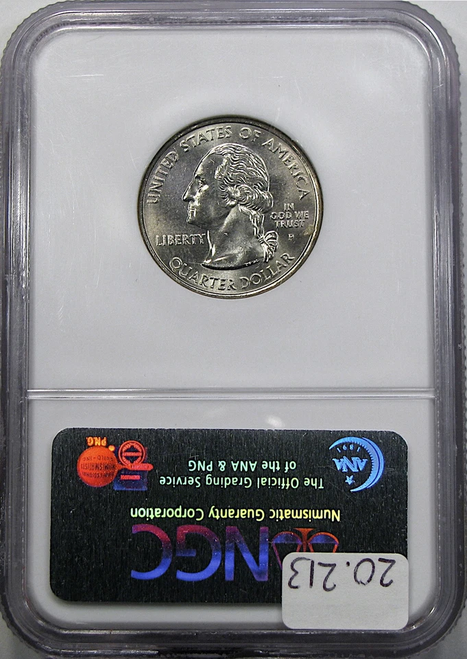 2005-P 25C NGC MS66 MINT ERROR WEST VIRGINIA ~ REVERSE DIE BREAK! - Image 4 of 4