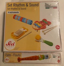 Sevi Kids Wooden instrumens Flute Guiro Xylophone Castanet Rainstick Italian 