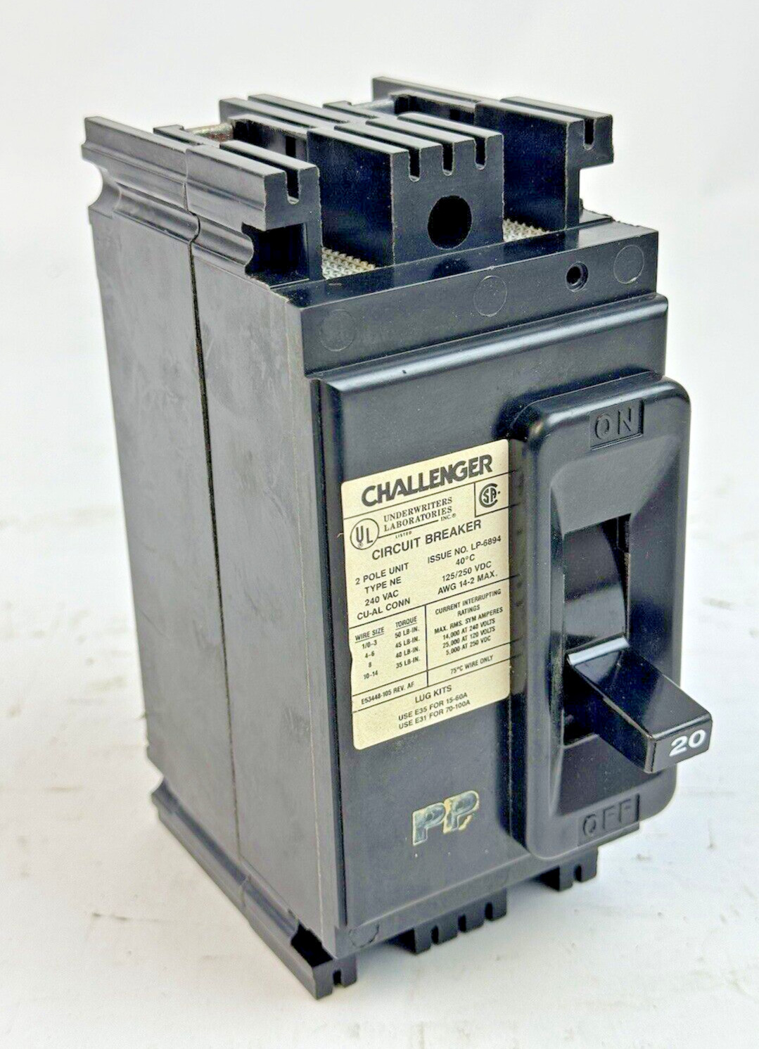 CHALLENGER / FPE - NE224020 - MOLDED CIRCUIT BREAKER - 2 POLE, 240 VAC, 20 A-NEW