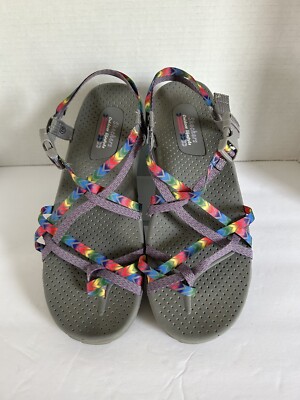 Skechers Women's Size 10 Outdoor Lifestyle Sandals Purple/Rainbow Straps  ~MINT!~
