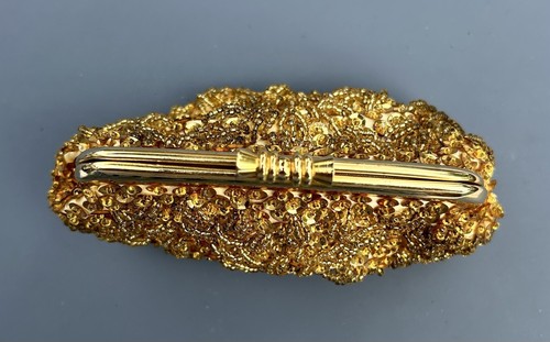 Vintage Emson Marca Registrada Coin Purse, Hong Kong Gold Hand Beaded & Sequins - 第 5/5 張圖片