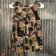 LOFT Top Women XSP Sleeveless A-Line Tank Blouse Watercolor Abstract Back Zip