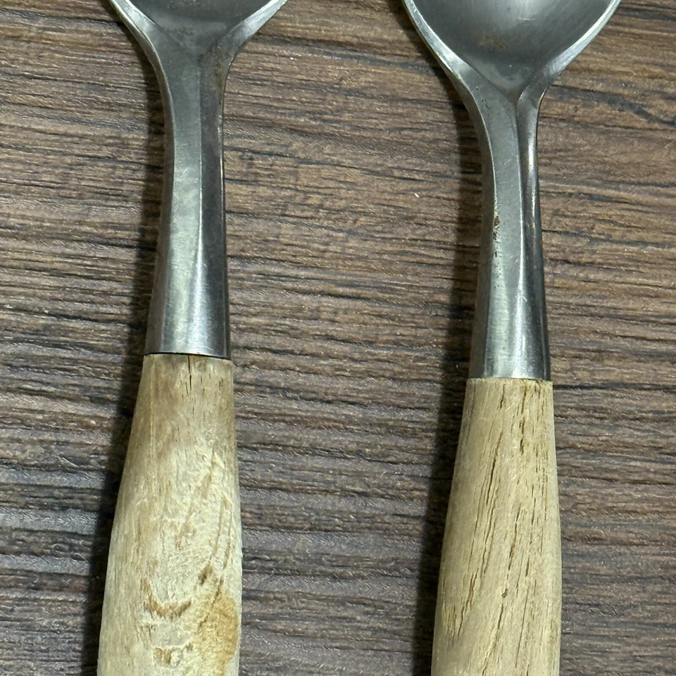 Cuchara de fiordo Dansk Designs lugar ovalado sopa Alemania mango de madera inoxidable Foto 2 de 4