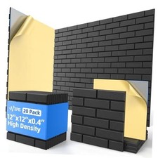20 Pack Acoustic Panels with Self-Adhesive Soundproof Foam - Brick Black