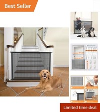 Lightweight and Stylish Dog Mesh Gate, 29 x 38 in - Adhesive Hooks Included