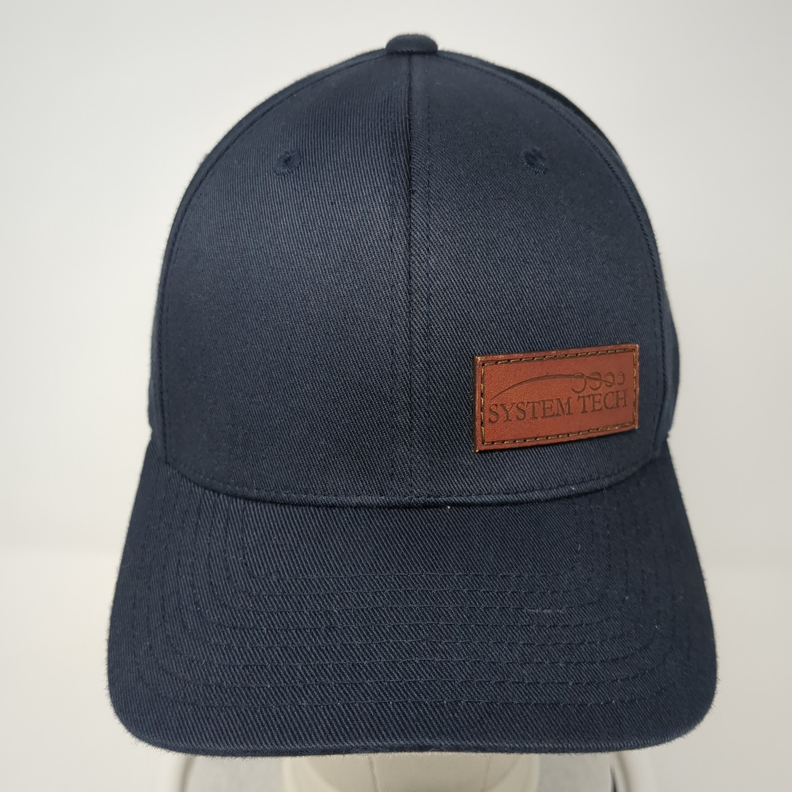 System Tech Leather Patch Fitted Hat Blue XL Stre… - image 2