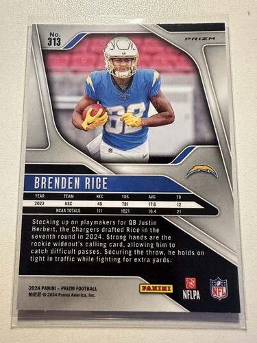 2024 Panini Prizm Brenden Rice Rookie Snakeskin SSP CASE HIT 💎 🐍 Chargers - Bild 2 von 2