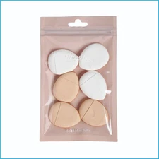 Miss Lil USA 6‑Piece Powder Puff Set White & Peach Triangle Velour Makeup Sponge