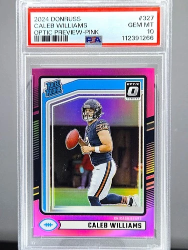 2024 DONRUSS OPTIC PREVIEW-PINK CALEB WILLIAMS #327 BEARS ROOKIE PSA 10 GEM MT