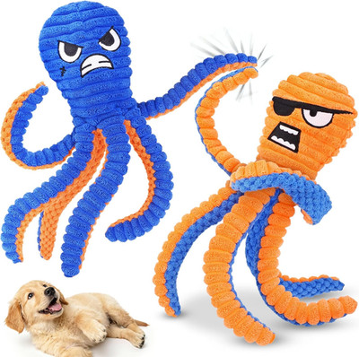 Interactive Dog Toys for Chewers, 2 Pack No Stuffing Dog Toys for Teething, Sque