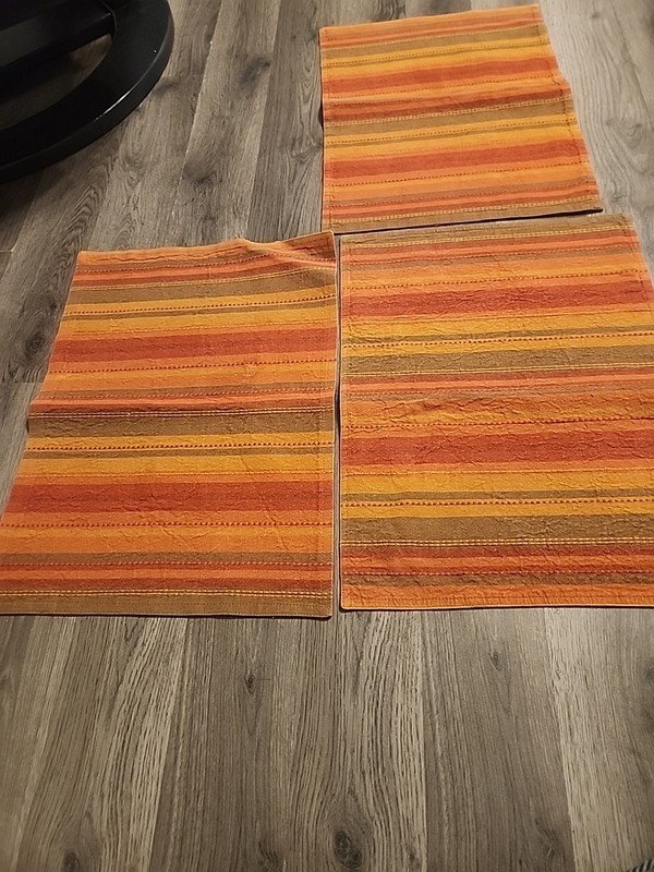 3 Orange Yellow Stripe Placemats