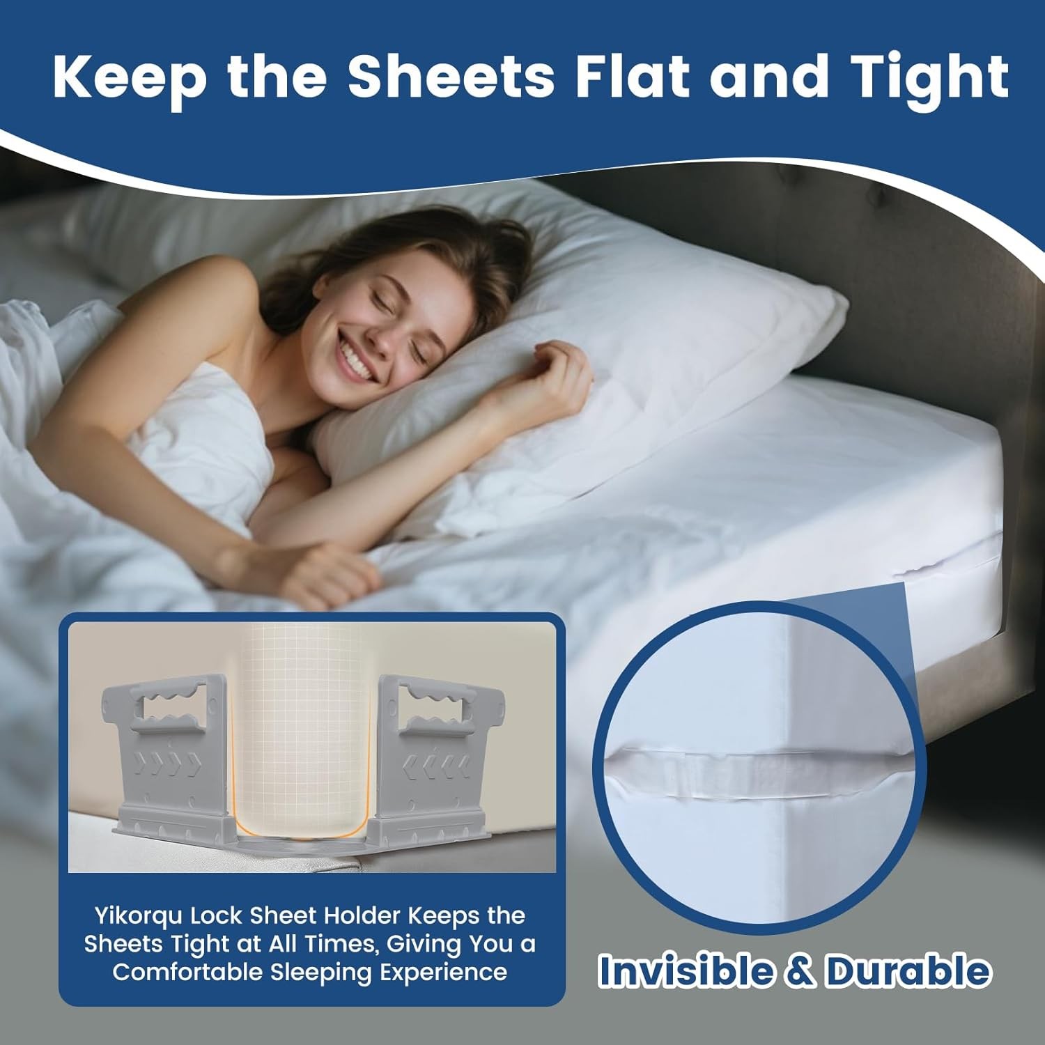 Bed Sheet Holders for Corners, Sheet Holders Keep Sheets Firm & Tight - Lock Fit