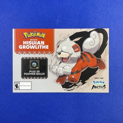 Pokémon HISUIAN GROWLITHE Code Card Expired Nintendo 2022 Event Exclusive Promo