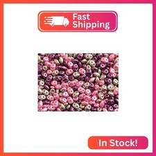2.12 oz 60 g SuperDuo Seed Beads 2.5x5 mm, 2 Holes, Alabaster Pastel Pink Bord