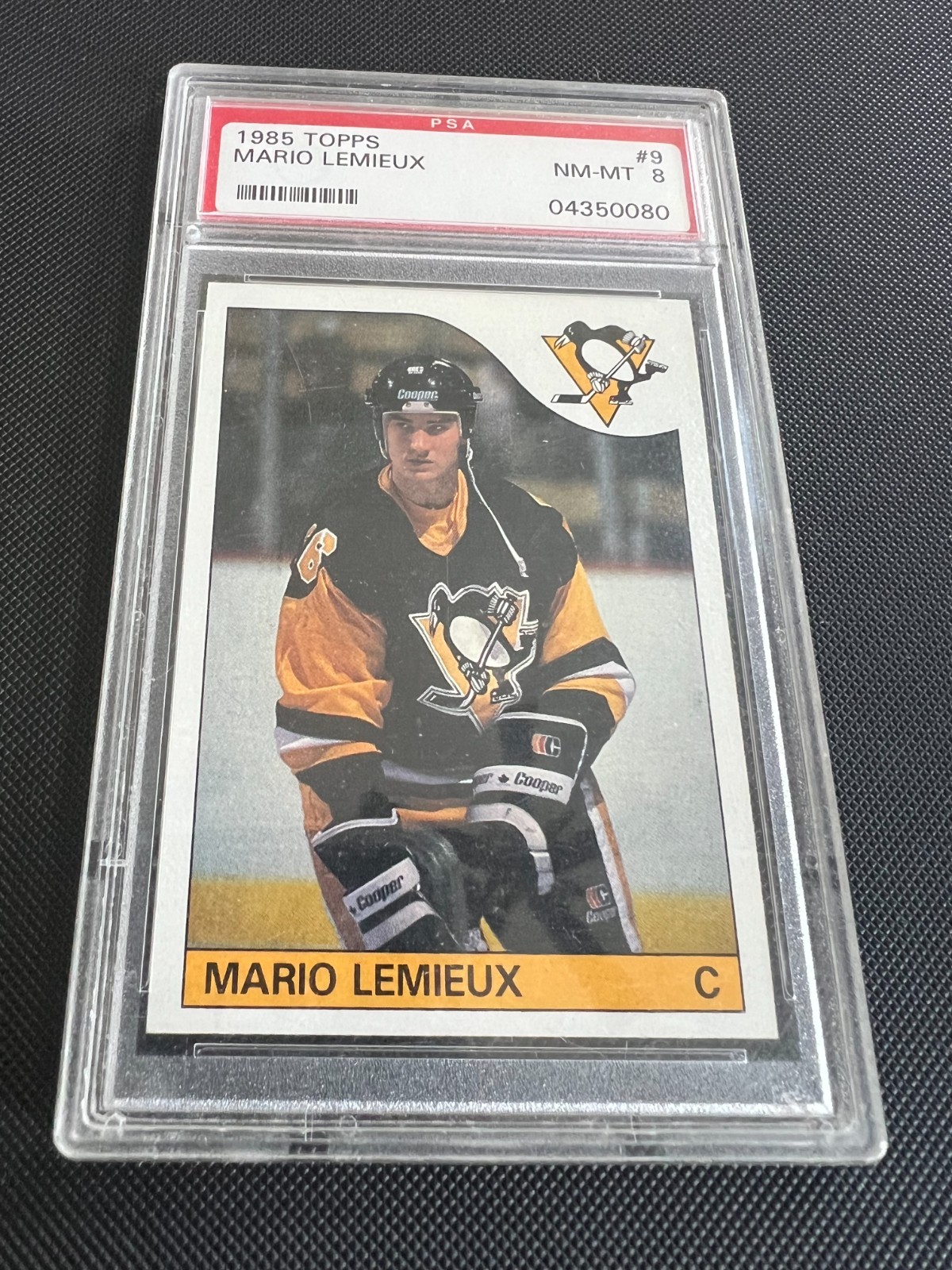 1985/86 Topps #9 Mario Lemieux PSA NM-MT 8 *0080 ROOKIE CARD RC