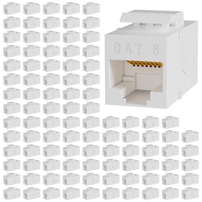 RJ45 Cat6 Keystone Coupler, 100-Pack Cat 6 100Pack, White