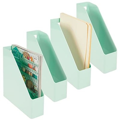 Mint - mDesign Plastic Slim Vertical File Folder Storage Organizer Bin, 4 Pack