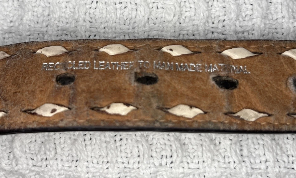 Cavenders РАЗМЕР 26 МОЛОДЕЖНЫЙ тисненый коричневый кожаный западный ремень сшитый цветочный  - Изображение 4 из 4