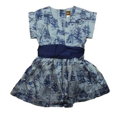 Tea Collection Girls Blue Deer Dress Size 2T USA Inspired Toddler Dress