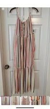 NWT Old Navy Maxi Dress Womens L Large Tier Peasant Ruffle Colorful Stripe Boho