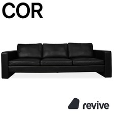 COR Conseta Leder Dreisitzer Schwarz Sofa Couch