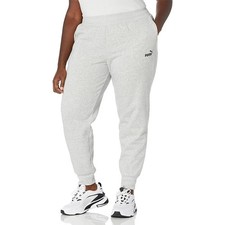 Image of Puma Womens Heather Gray Essentials Logo Fleece Regular Fit Sweatpants Size 1X