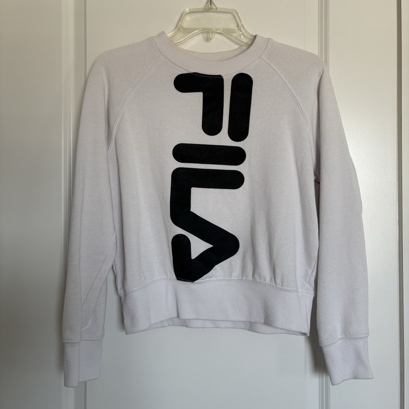 Fila Women’s White cropped crewneck sweatshirt with black logo size Medium M