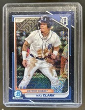 2024 Bowman Mega Box Max Clark Chrome Prospects Mojo Navy Refractor #/175 Tigers