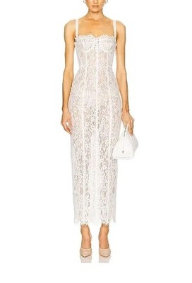 NEW HELSA the Column Lace Dress in White Size M $420