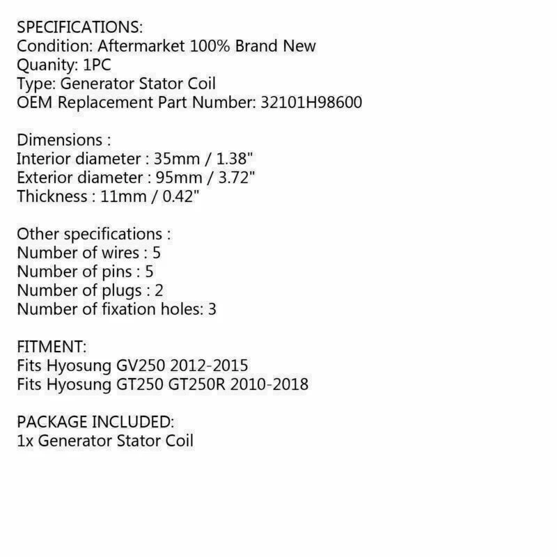 Magneto Stator Coil Fit Hyosung GV250 2012-2015 GT250 GT250R 10-18 32101H98600 ⏳ — 第 2/4 张图片