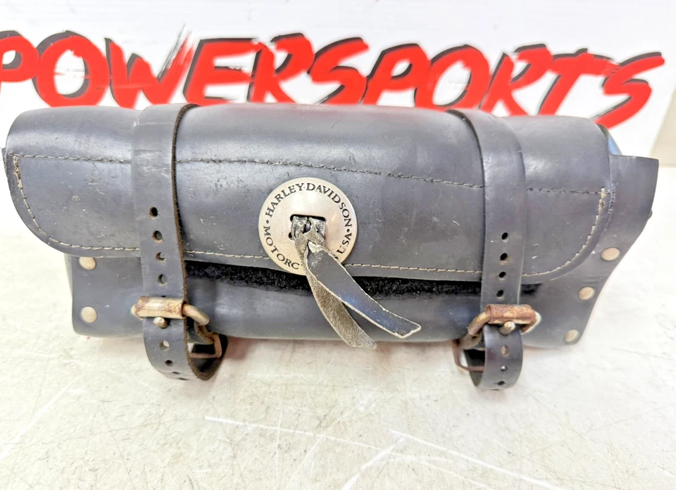 Harley Sportster R 2004 manillar barra Sissy bolsa de herramientas cuero negro 91772-85A Foto 2 de 4