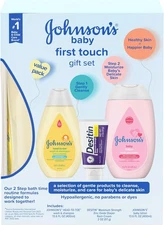 Johnson's First Touch Baby Gift Set, Bath, Skin & Hair Essential... 