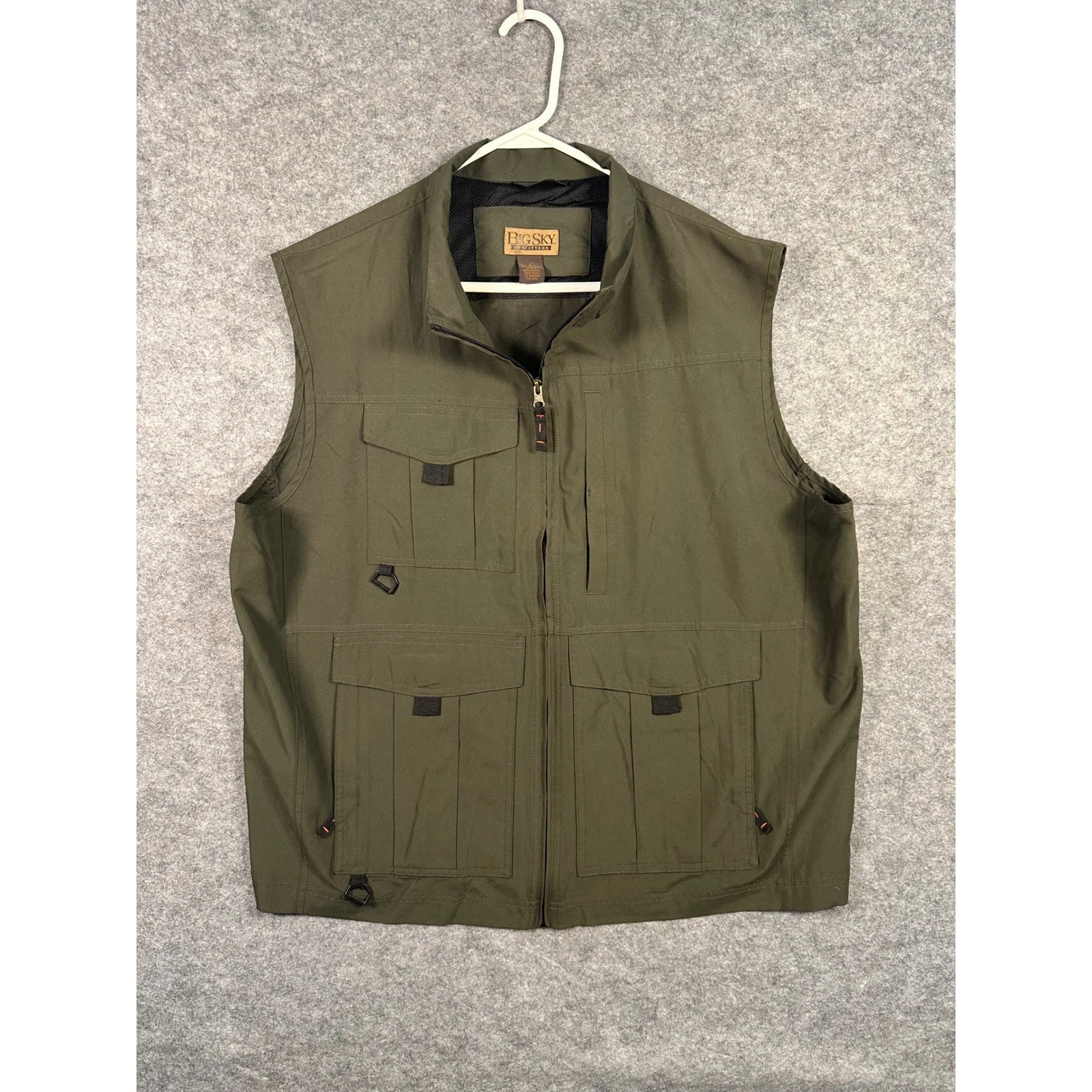Big Sky Outfitters Mens Olive Green Utility Vest Pockets Outdoors Size Large