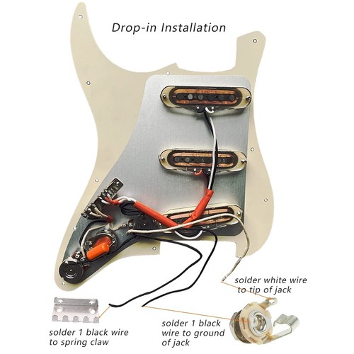 3-Ply Prewired Stratocaster Pickguard Loaded Single Coil Alnico V Pickups Sets - Picture 9 of 11